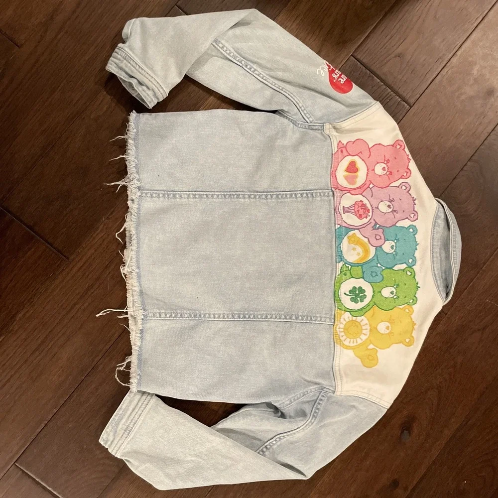 Justice Care Bears Jacket Girls L 12/14 Denim Heart Patch‎ Cartoon Retro